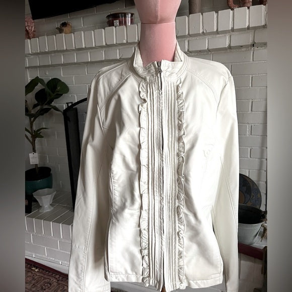 Vintage XL White Moto Jacket - Picture 1 of 8